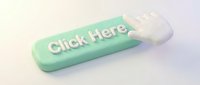 Mint green click here button with a white hand cursor pointing at it, web UI call to action concept for digital design projects.