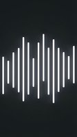 Glowing white vertical bars forming a sound wave pattern on a dark background, representing music, audio frequency, and digital technology.