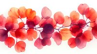 Delicate watercolor floral border with translucent red and coral petals creating an ethereal arrangement against white background. Seamless pattern for textile design.
