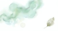 Soft green watercolor smoke clouds with delicate leaf on white background for natural organic design projects and wellness branding materials.