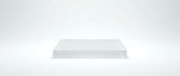 White rectangular platform podium stage isolated on light gray background for product display and presentation purposes.
