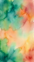 Vibrant watercolor wash with flowing teal, coral, yellow, and green hues blending organically. Soft transitions create an artistic, dreamy atmosphere suitable for backgrounds and creative projects.