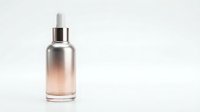 Luxury cosmetic serum bottle with dropper on white background, skincare product packaging for beauty and wellness branding.