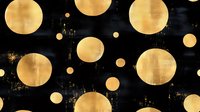 Golden metallic polka dots scattered on black grunge background create luxurious pattern. Seamless repeat design for fabric, wallpaper and digital projects.
