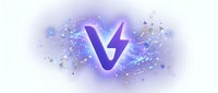 Purple lightning bolt checkmark symbol with glowing particles and sparkles on transparent background, isolated design element for branding, web graphics, and digital applications.