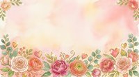 Watercolor floral border with roses, peonies, and greenery on soft pastel background. Isolated design element for wedding invitations, greeting cards, and decorative projects.