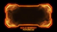 Gold giveaway future ad neon frame with glowing orange and yellow borders on black background, isolated for gaming, streaming, and digital design use.