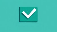White checkmark symbol on turquoise square background with soft shadow effect, isolated design element for interface and app development.
