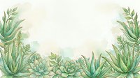 Watercolor succulent and aloe vera border frame with soft pastel green tones on white background, perfect for cards, invitations, and nature designs.