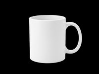 Blank white ceramic mug isolated on transparent background, ready for custom design, sublimation printing, and personalized merchandise creation for mugs and drinkware products.