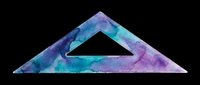 Watercolor set square triangle ruler in purple and teal tones, isolated on transparent background, ready for stickers, clipart, t-shirt design, and print on demand.