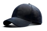 Classic black baseball cap isolated on white background, clean minimal design for mockup and branding projects, adjustable casual sports headwear.