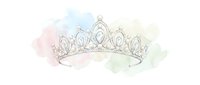 Elegant princess tiara crown with gemstones on soft watercolor background for fairy tale designs, wedding invitations, and royal themed projects.