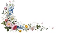 Watercolor floral corner border with roses, wildflowers and leaves on white background for wedding invitations, greeting cards and decorative designs.