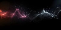 Abstract glowing waves with red and white light effects on black background, flowing energy lines creating dynamic motion and futuristic atmosphere.