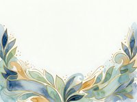 Watercolor floral border with blue, green, and gold leaves on white background, perfect for wedding invitations and greeting cards.