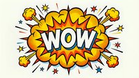 Comic book style WOW explosion burst with colorful stars and dynamic action lines on isolated background for pop art designs and graphic projects.