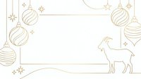Goat standing beside decorative frame with hanging ornaments and stars, isolated on white background, suitable for holiday cards, invitations, and festive design projects.