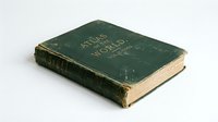 Antique green leather-bound book with gold lettering on white background, isolated vintage hardcover for design, publishing, education, and library projects.