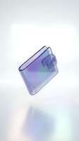 Translucent purple and blue gradient clutch bag with handle straps, isolated on white background, suitable for fashion design, e-commerce, and product mockup applications.