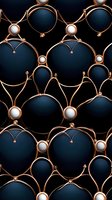 Luxurious rose gold and pearl pattern on dark blue background creates elegant seamless texture for luxury packaging, fashion, and interior design projects.
