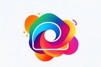 Vibrant spiral shape with overlapping gradient circles in rainbow colors on white background, isolated design element for creative projects and branding.