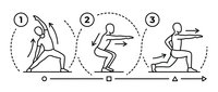 Athletic male figure demonstrating proper squat jump technique in three sequential phases for fitness training and exercise instruction.