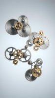 Vintage mechanical gears and cogs arrangement on white background. Industrial steampunk clockwork parts for engineering and technology concepts.