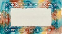 Watercolor frame with ethnic geometric patterns and warm earth tones, isolated on white background, ready for design use on posters, invitations, and social media graphics.