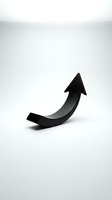 Black curved arrow pointing upward on white background, symbolizing growth, progress, and success in business and finance concepts.