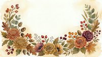 Watercolor autumn floral frame with roses, chrysanthemums, oak leaves, and berries on a light background, perfect for cards and invitations.