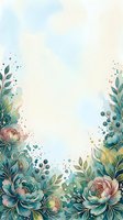 Watercolor floral border with hand-drawn peonies, leaves, and botanical elements in soft teal, pink, and gold tones on isolated white background. Perfect for invitations, greeting cards, and design projects.