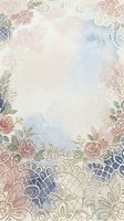 Watercolor floral frame with roses, lace borders, and soft pastel washes in pink, blue, and cream tones. Isolated design ready for invitations, cards, and backgrounds.