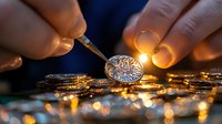 Skilled hands repairing antique pocket watch mechanism with tiny screwdriver in warm golden light, surrounded by vintage timepiece parts and gears.