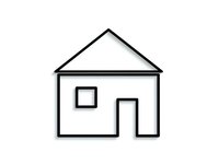 Simple black line house icon on white background isolated for web design, apps, and user interface elements.