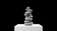 Stacked smooth gray stones balanced in tower formation, isolated on transparent background. Ready for t-shirt design, clipart, stickers, print-on-demand, and sublimation projects.