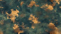 Abstract dark green and copper watercolor texture with splattered metallic effect. Artistic background for luxury design, packaging, and modern wall art decor.