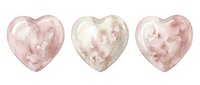 Rose quartz heart stones isolated on white background, perfect for wellness, love, and healing concept designs for print and digital projects.