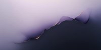 Abstract purple and gold mountain range silhouette with glowing cracks against misty background creates dramatic minimalist landscape composition.