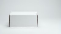 White cardboard shipping box mockup on clean background for packaging design and branding projects.