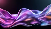 Flowing abstract waves in vibrant purple and blue colors against dark background create dynamic motion effect with smooth silky texture and luminous glow.
