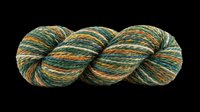 Colorful twisted yarn skein in teal, orange, and gold tones, isolated on transparent background. Great for knitting clipart, craft stickers, and print on demand designs.