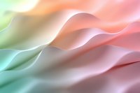 Soft pastel waves in mint green and coral pink create gentle flowing abstract background with smooth gradients and curved lines for modern design projects.