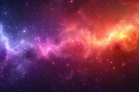 Vibrant cosmic nebula with colorful space clouds ranging from deep purple to fiery orange, stars scattered across dark universe background. Suitable for astronomy themes.