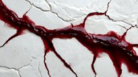 Dark red liquid flowing through cracks in white cracked surface creating dramatic contrast for horror thriller mystery design projects.
