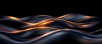 Luxurious dark waves with glowing golden light streaks creating elegant abstract background pattern. Modern minimalist design for luxury branding and presentations.