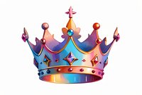 Royal crown with gradient colors from pink to blue, decorated with gems and ornate details on isolated background for design projects and creative use.