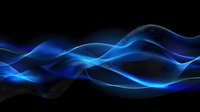 Glowing blue wave lines flowing on black background create dynamic motion effect for technology and digital design projects.