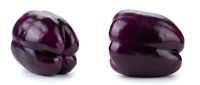 Fresh purple eggplants isolated on white background, ready for culinary, food styling, recipe, and restaurant design projects.