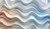 Soft flowing waves in pastel colors create abstract curved lines pattern with gentle gradient from peach to blue, modern minimalist background design.